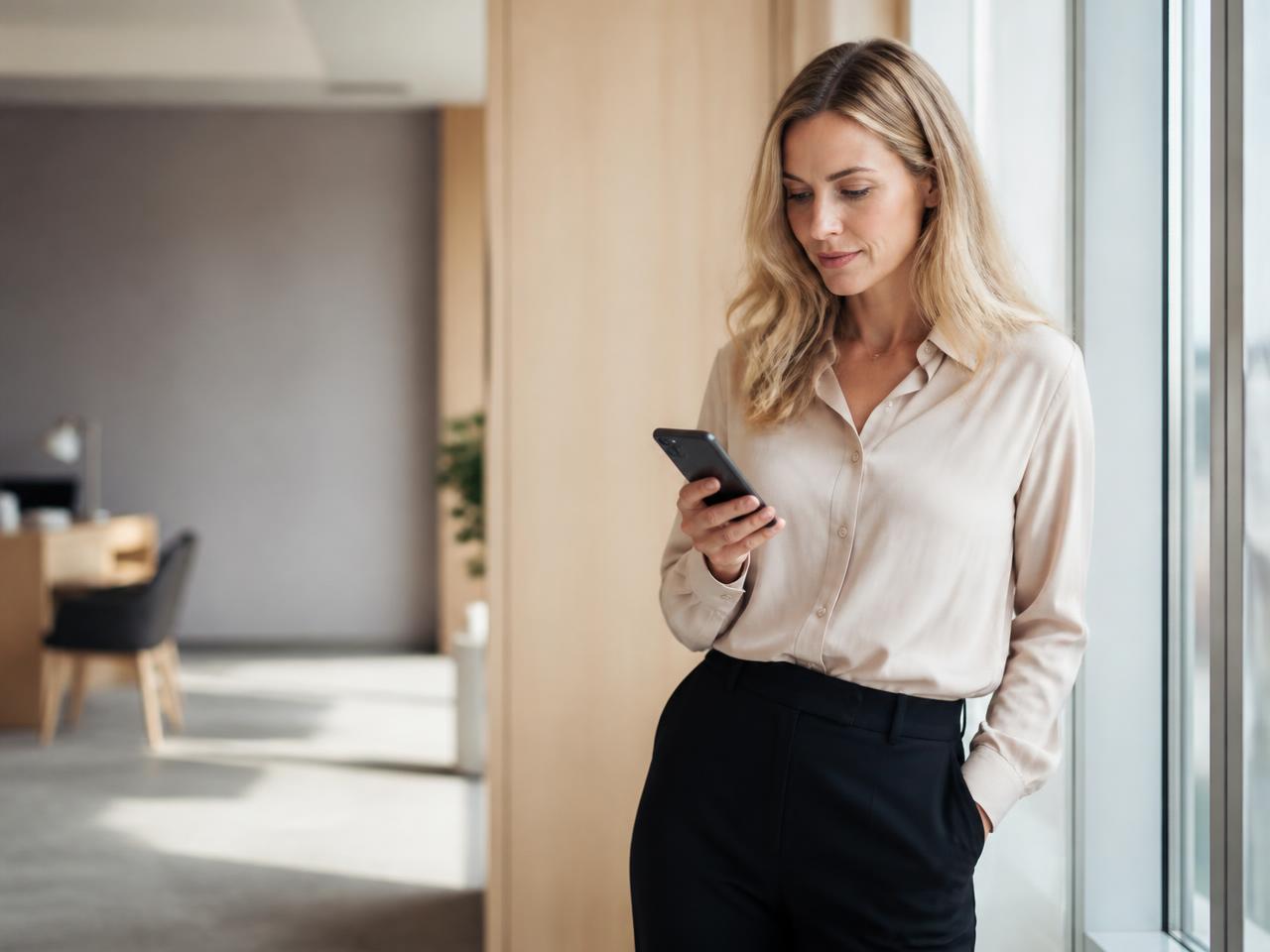 Person läser ett dokument som skickats för digital signering i sin mobil